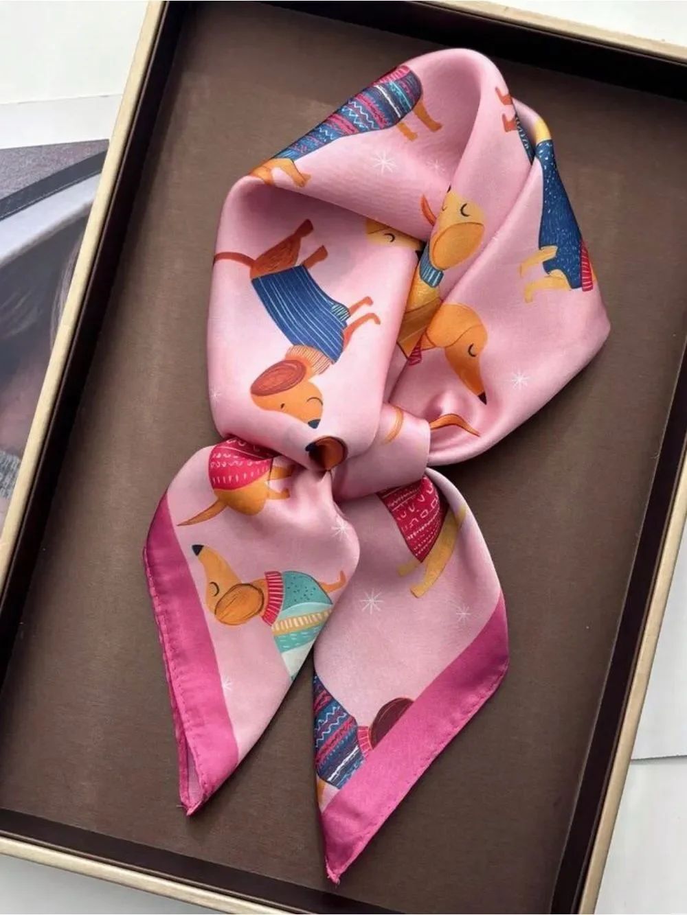 Pink Dachshund Print Scarf M785